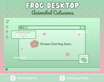 Frog Desktop Animated Overlay Cutscenes for Twitch, Frog Stream Pack, Animated Overlays, Frog Emotes, Frog Animated Twitch
