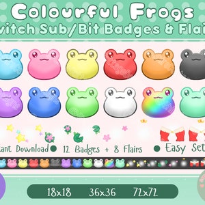 Cute Frog Twitch Sub Badges and Flairs , Frog Bit Badges, Cute Twitch Badges, Frog Stream Package, Frog twitch Pack, Frog Emotes