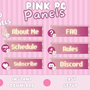Pink PC Twitch Panels - Pink Computer Desktop Stream Pack - Cute Stream Pack - Panels for Twitch - Pink Twitch Panels