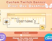 Pixel Bee Desktop Custom Twitch Banner, Stream Banner, Personalised Twitch