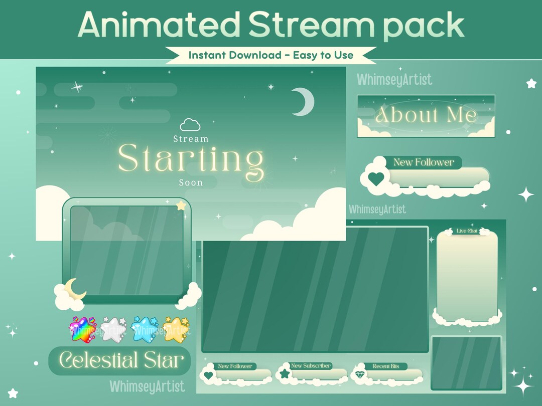 Celestial Star Animated Stream Pack | Twitch Pack, Animated Cutscenes ...