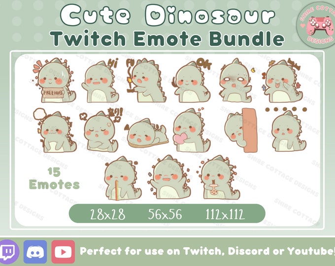 Cute Dinosaur Twitch Emotes Cute Twitch Emotes Dinosaur Stream Pack ...