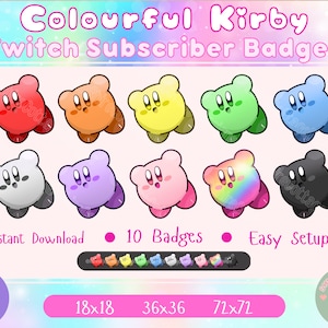 Kirby Twitch Sub/Bit Badges, Kirby Emotes, Kirby Twitch Pack, Kirby Stream Pack, Pink Stream Pack, Cute Sub Badges