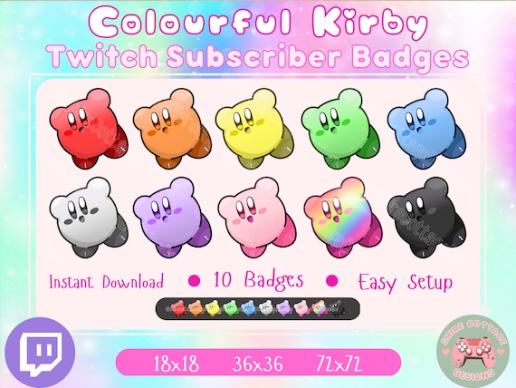 Kirby Twitch Sub/Bit Badges, Kirby Emotes, Kirby Twitch Pack, Kirby Stream Pack, Pink Stream Pack, Cute Sub Badges