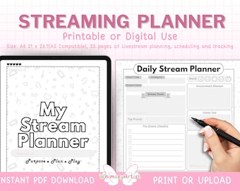 Streaming Planner, Livestream Planner, Stream Schedule, Twitch Stream Planner, Printable Planner, Twitch tracker
