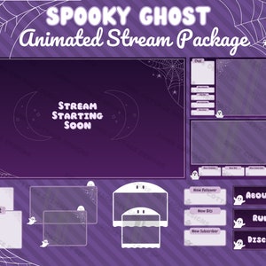 Spooky Ghost Twitch Paket mit animierten Zwischensequenzen, Halloween Twitch Pack, Ghost Stream Pack, Spooky Twitch Panels, Geist, Spinnen, gruselig