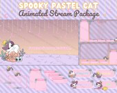 Spooky Pastel Cat Twitch Package w/Animated Cutscenes! Halloween twitch pack - Cute Cat Stream Pack - Twitch overlays - Witch Stream Pack