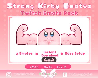 Strong Kirby Emotes, Buff Kirby, Funny Emotes, Kawaii Kirby emotes, Twitch Emoted