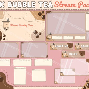 Milch Bubble Tea Stream Paket mit animierten Zwischensequenzen! Niedlich - Boba - Bubbletea - Twitch - Kaffee
