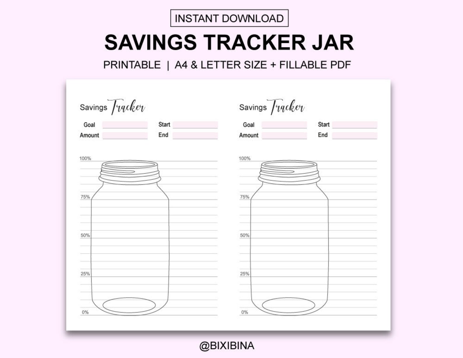 Mason Jar Savings Tracker Printable Money Saving Template | Etsy