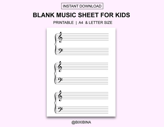 Printable Music Sheet Printable Blank Music Sheet Blank - Etsy