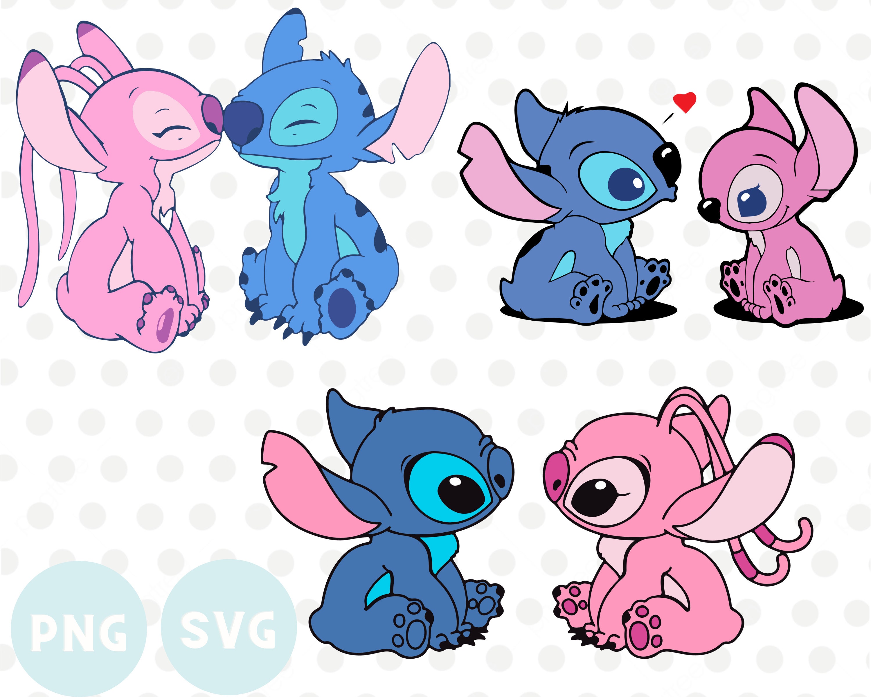 Stitch kissing Angel svg San Valentín svg clipart svg y png Etsy España