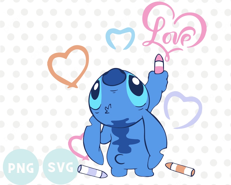 Stitch Drawing Hearts Svg Valentine's Day Svg Clipart | Etsy