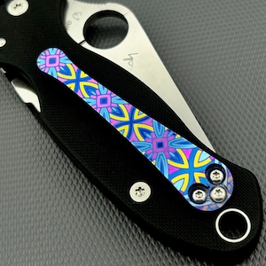 3d milled Titanium clip for Spyderco Paramilitary 2 in STAR pattern
