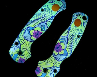 Custom KOI Pattern Titanium Schalen für das Spyderco Paramilitär 2 C81GP2