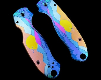 Custom Landschaftsmuster Grade 5 6AL4V Titanium Schuppen für das Spyderco Para 3 C223GP