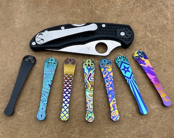 3d milled Titanium clip for Spyderco Delica  in various Anodized colors