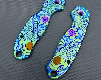 Custom KOI Pattern Grade 5 6AL4V Titan Griffschalen für das Spyderco Para 3 C223GP