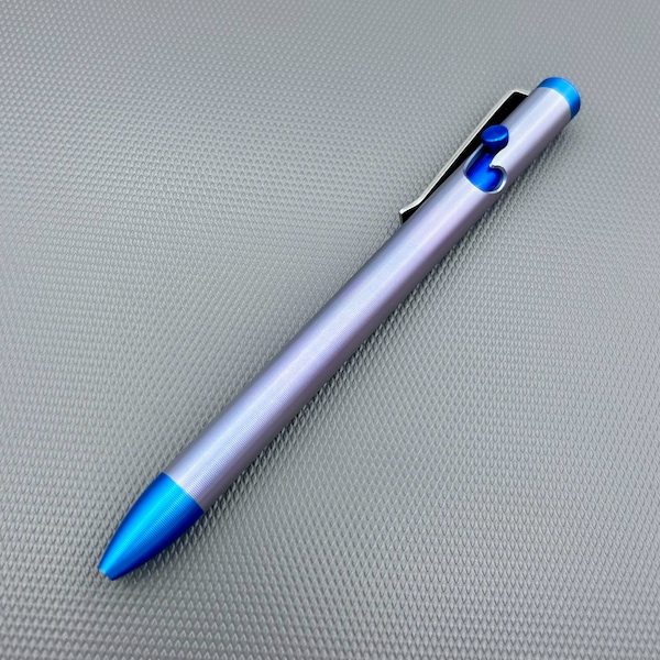Tactile Turn Titanium Bolt Action Pen: Grey Barrel with Blue Accents