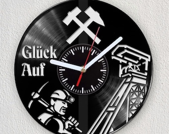 Clock vinyl record , schallplattenuhr  Zeche Bergbau Glück Auf Schallplatte