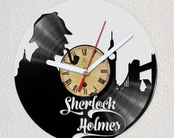 Sherlock Holmes Vinyl Record Wall Clock Gift Idea Art Decorate Home