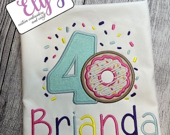 Donuts Birthday Shirt - Personalized Birthday Shirt - Any Age - Cute Sweet Donut Birthday