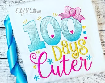 100 days of School T-shirt / 100 Days Cuter/ Embroidery Row/ embroidery