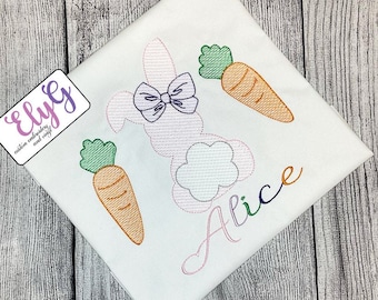 Girl Easter Shirt / Sketch Embroidery