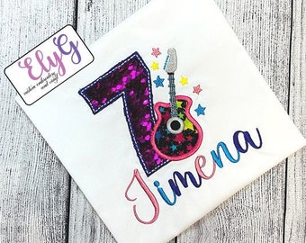 Rock Star Birthday Shirt, Embroidery Applique