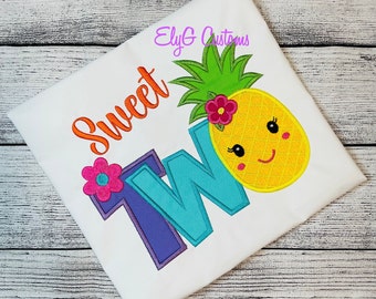 Pineapple Shirt, Pineapple Birthday, Summer Pineapple,Pineapple Girl Shirt, Two Pineapple