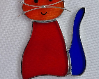 Freundliche bunte Katze aus Glas, Tierfreund, Geschenk, Anhänger
