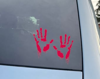 ホラー ブラッディ ハンズ、ダイカット ビニール 車両ウィンドウ ステッカー デカール。