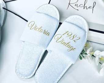 Personalised Birthday slippers | birthday spa slippers | personalised birthday pamper party slippers | birthday pamper slippers