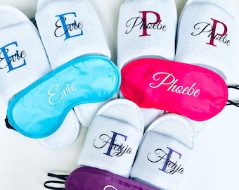 Childrens spa slippers and eye mask set | personalised pamper party slippers and sleep masks  sets | pamper slippers for kids