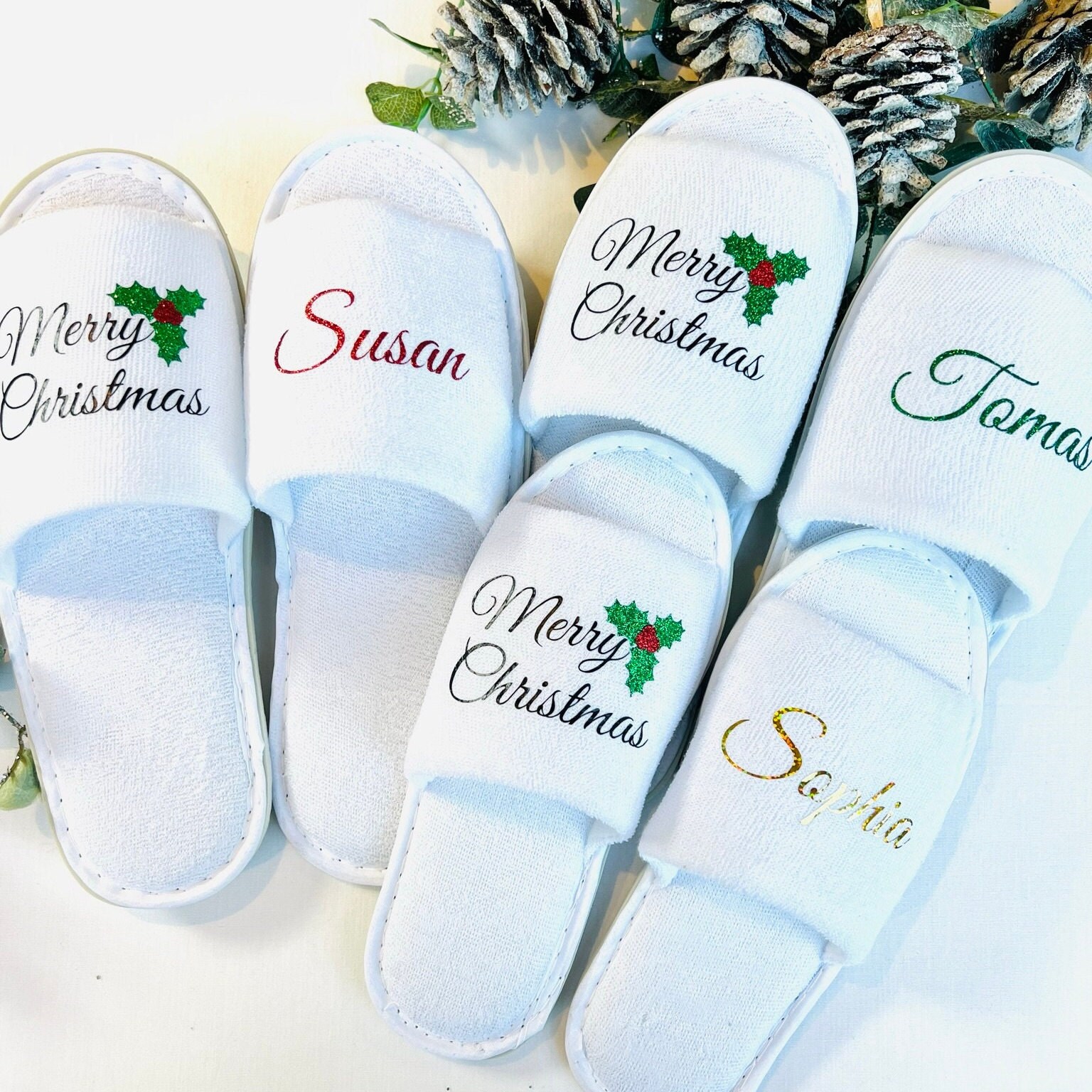 Christmas Personalised Slippers for Toddlers Kids Teens Adults