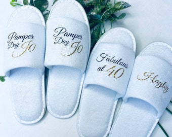 Personalised Birthday slippers | birthday spa slippers | personalised birthday pamper party slippers | birthday pamper slippers