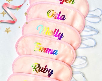 Personalised sleep eye masks for adults kids| girls sleepover goody bag filler | add any name or text | party wedding hen do party gift Spa