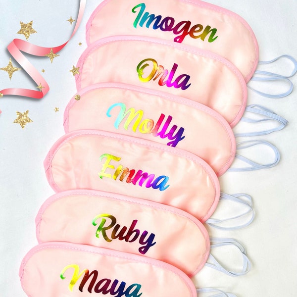 Personalised sleep eye masks for adults kids| girls sleepover goody bag filler | add any name or text | party wedding hen do party gift Spa