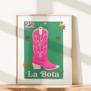 La Bota / Inspirada en la lotería / Impresión fotográfica de una obra de arte en papel recortado