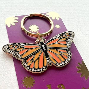 Monarch Butterfly Hard Enamel Keychain