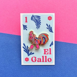 Colorful Gallo with Pink Boots Hard Enamel Pin