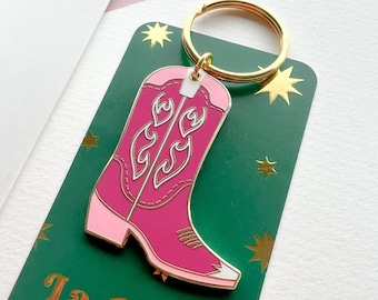 Pink Boot Hard Enamel Keychain