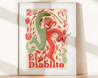 El Diablito / Loteria-Inspired / Photo Print of Cut-Paper Artwork