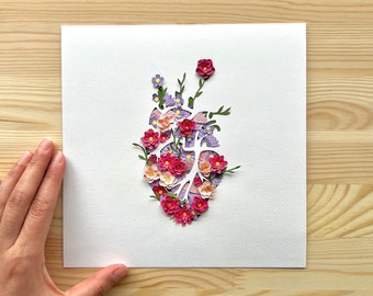 Blooming Heart / Photo Print of Cut-Paper Artwork /