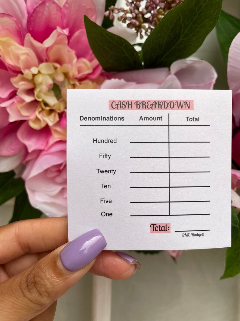 Cash Denomination Teller Slip Etsy