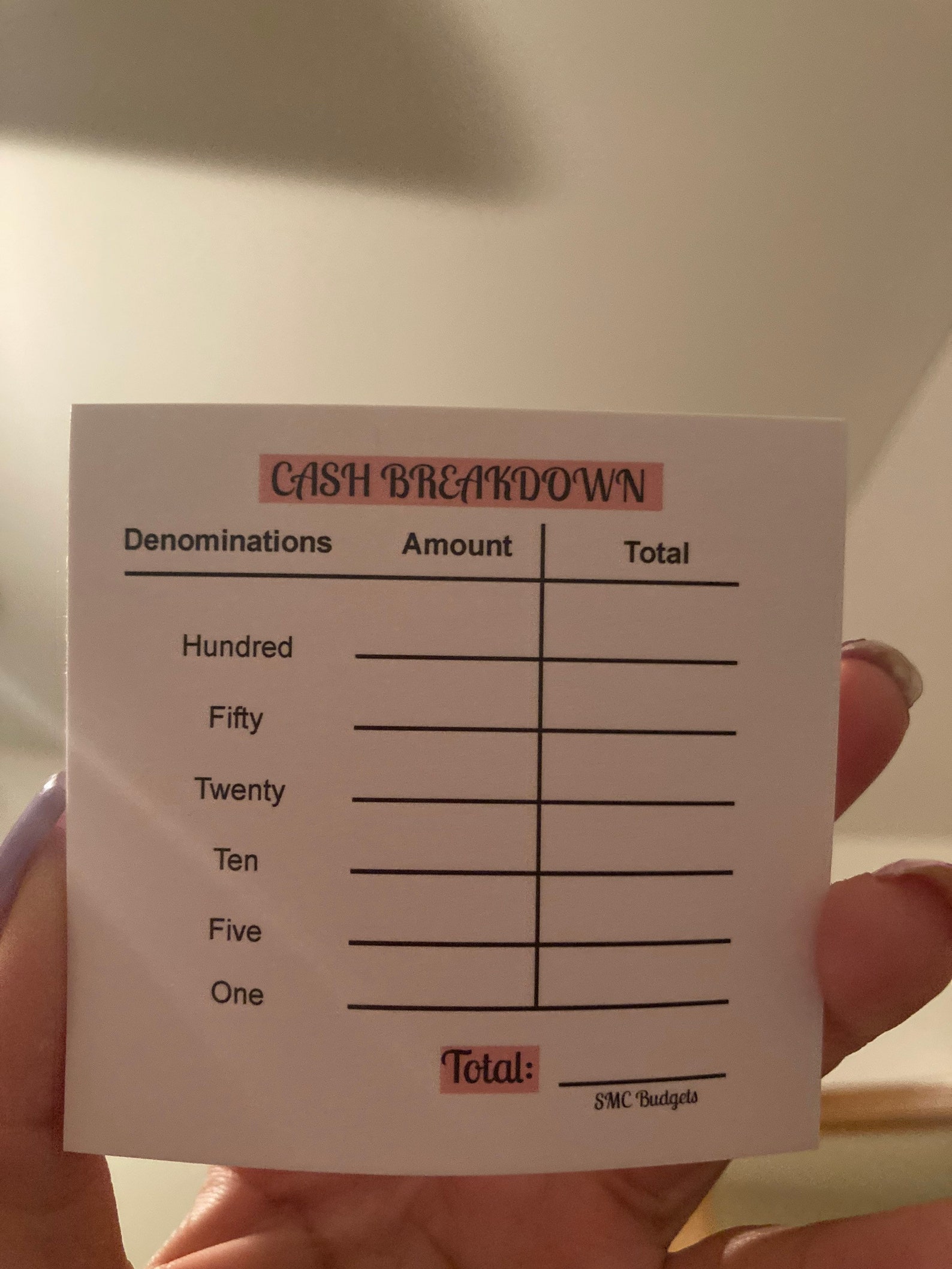 Cash Denomination Teller Slip Etsy