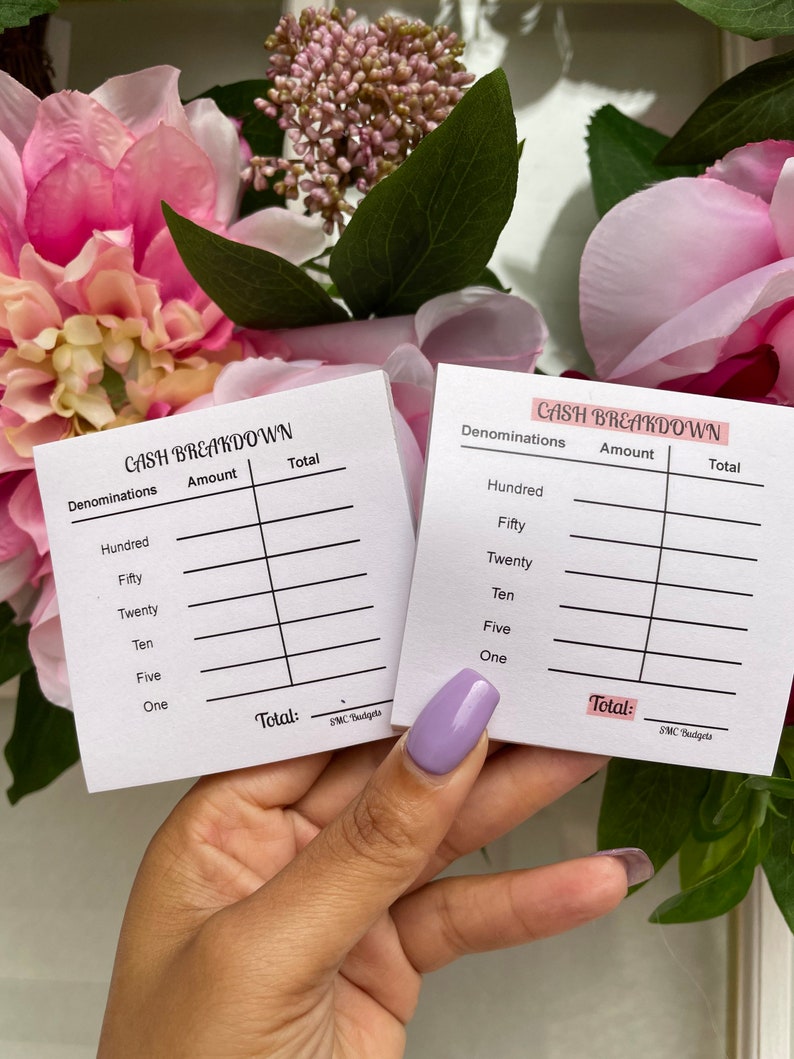 Cash Denomination Teller Slip Etsy