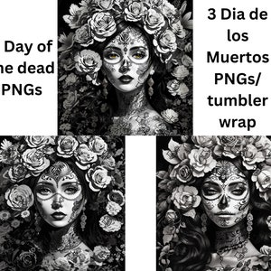 3 Day of the dead PNGs, catrina png, catrina tumbler wrap, day of the dead tumbler wrap, tattoo tumbler wrap, tattoo catrina png, Mexicana