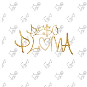 Peso pluma signature, peso pluma logo, gold peso pluma signature, gold peso pluma png, peso Pluma png, pleas pluma gold png, peso pluma, png
