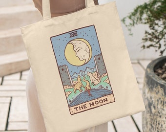 Boho Tote Bag, Hippie Tote, Celestial Bag, Sun And Moon Bag, Tarot Bag, Witchy Tote, Moon Tote, Canvas Tote Bag Shoulder Bag Shopping Bag